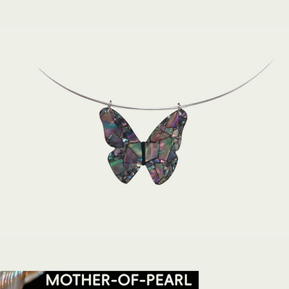 Colorful Black (Butterfly) Mother-of-Pearl Lacquer Necklace