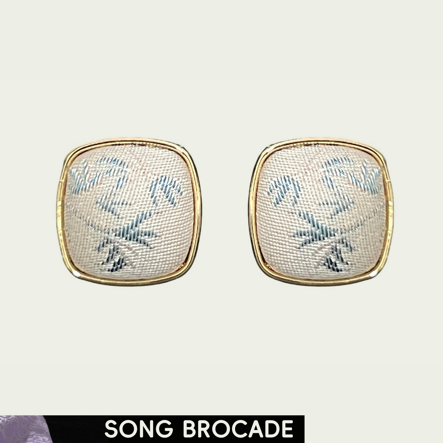 Bamboo (Square) Song Brocade Ear Stud
