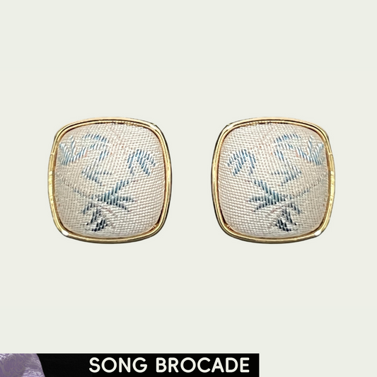 Bamboo (Square) Song Brocade Ear Stud