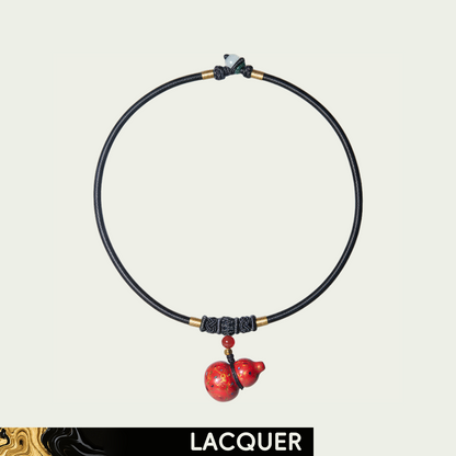 Cracked Red (Fulu) Daqi Lacquered Hand Painted Necklace