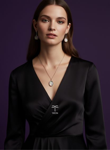 Oval Hue Kesi Necklace & Earring Set