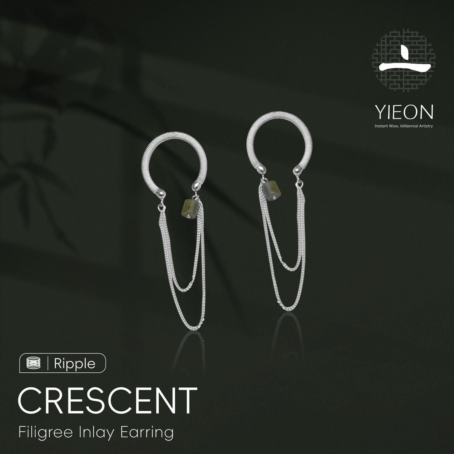 Crescent (Ripple) Filigree Inlay Earring