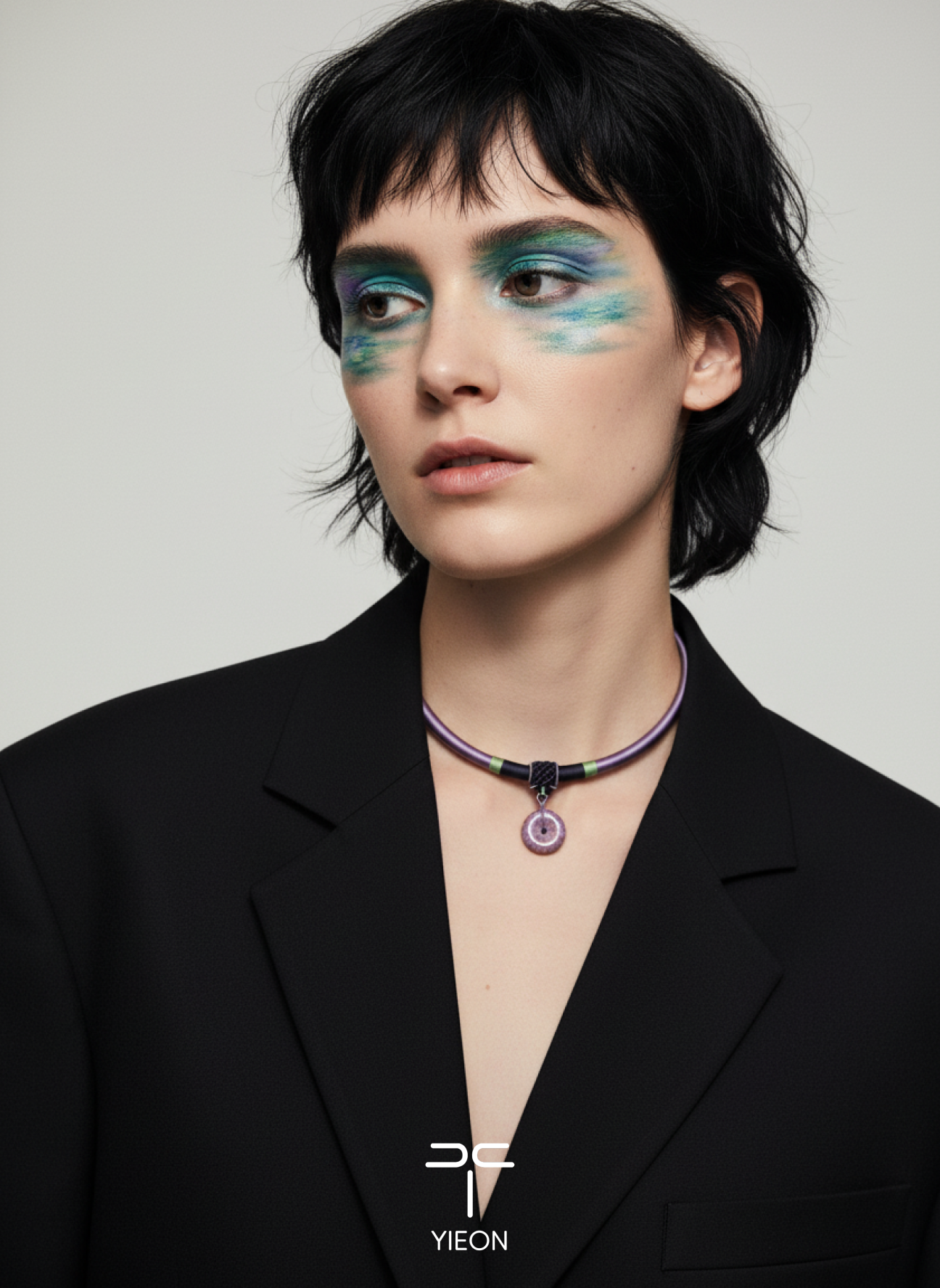 Monet Water Lily Purple (Peace Buckle) Daqi Lacquered Hand Painted Necklace