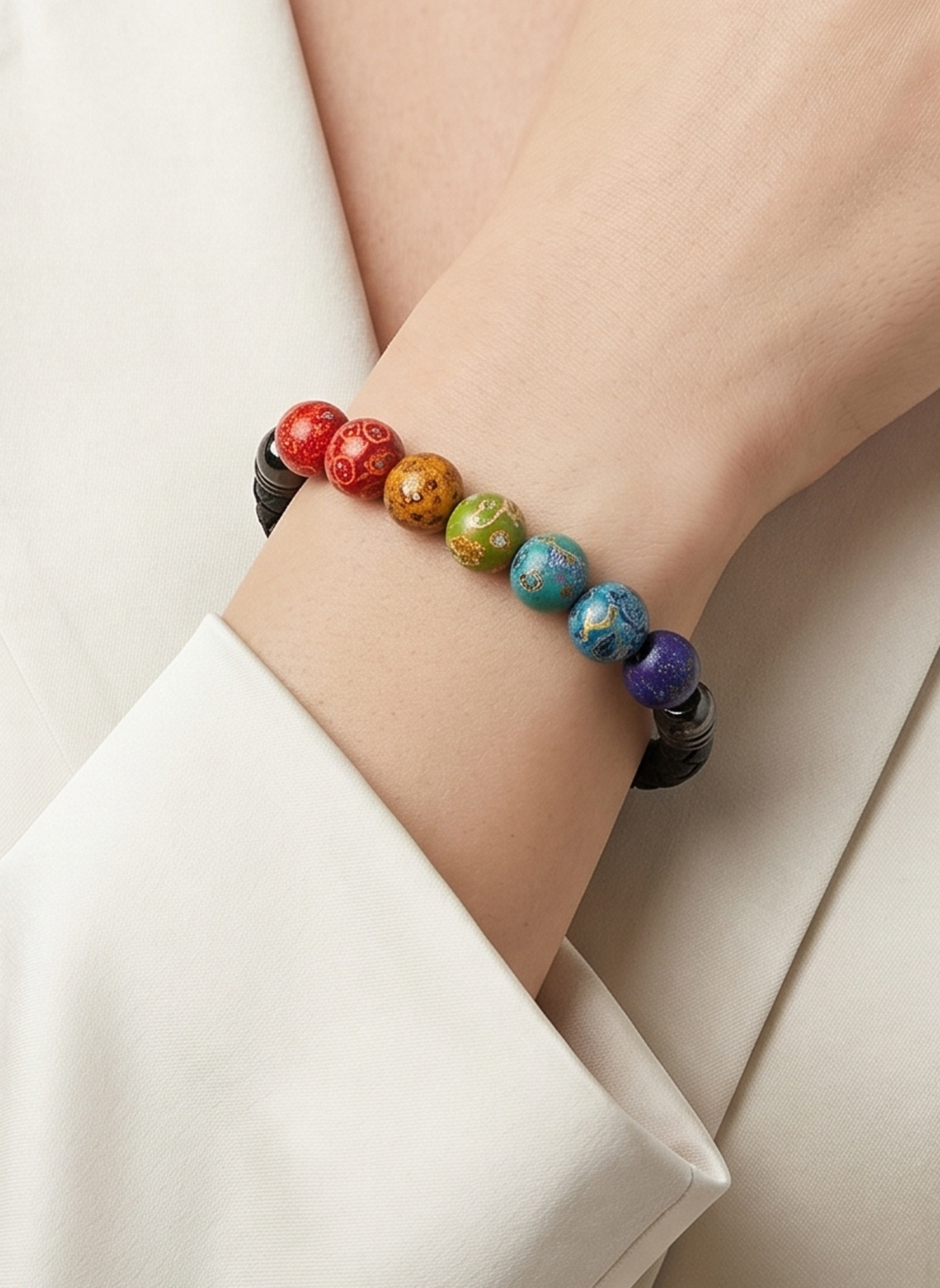 Rainbow (Lucky Charm) Hand-Painted Lacquer Bracelet