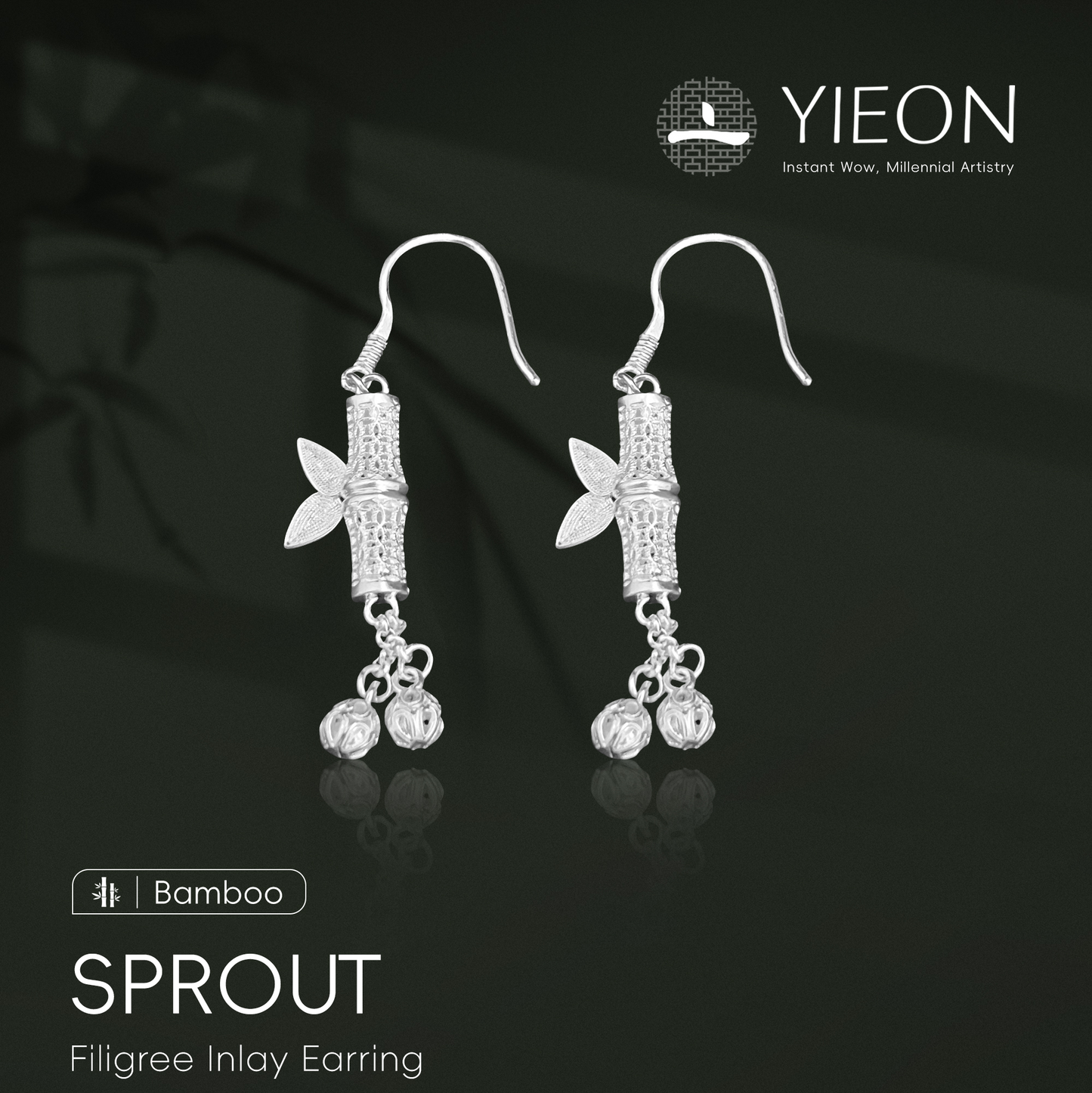Sprout（Bamboo） Filigree Inlay Earring