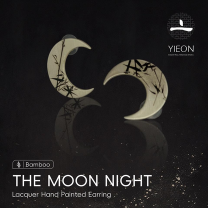 The Moon Night (Bamboo) Lacquer Hand Painted Earring