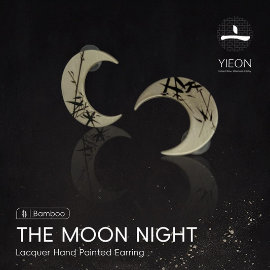 The Moon Night (Bamboo) Lacquer Hand Painted Earring
