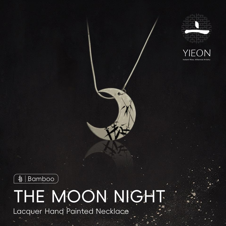 The Moon Night (Bamboo) Lacquer Hand Painted Necklace