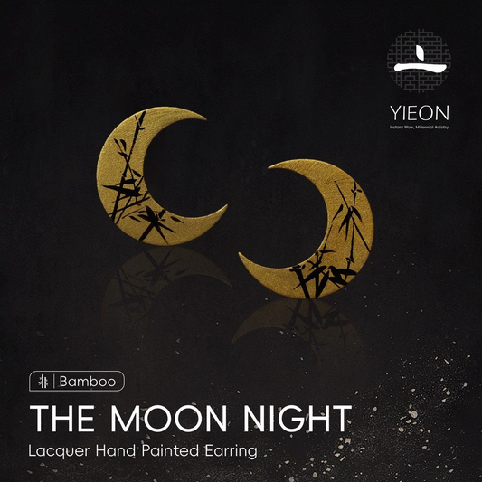 The Moon Night (Bamboo) Lacquer Hand Painted Earring