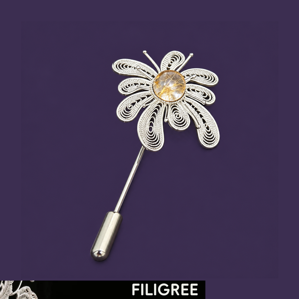 Light Bearer (Crystal Fireworks) Filigree Inlay Brooch