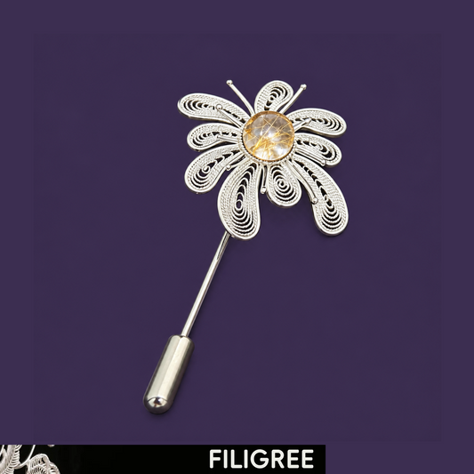 Light Bearer (Crystal Fireworks) Filigree Inlay Brooch