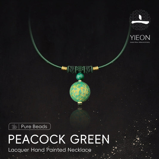 Peacock Green (Pure Beads) Daqi Lacquered Hand Painted Necklace
