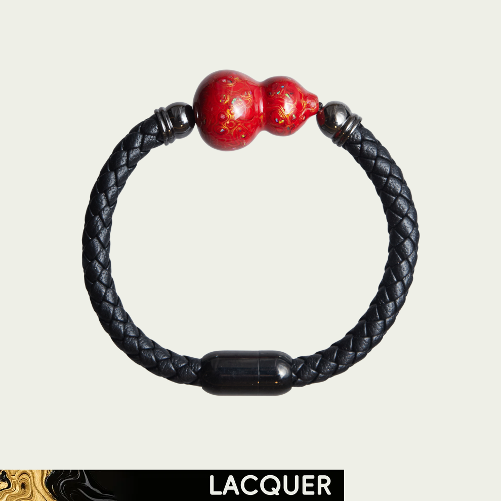Cracked Red Hand-Painted Lacquer Bracelet