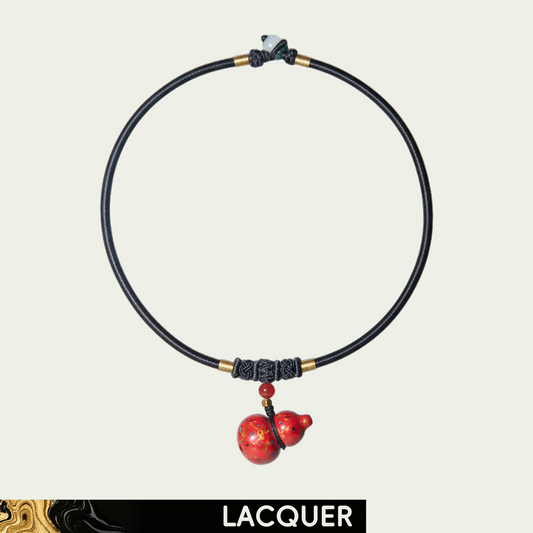 Cracked Red Hand-Painted Lacquer Necklace