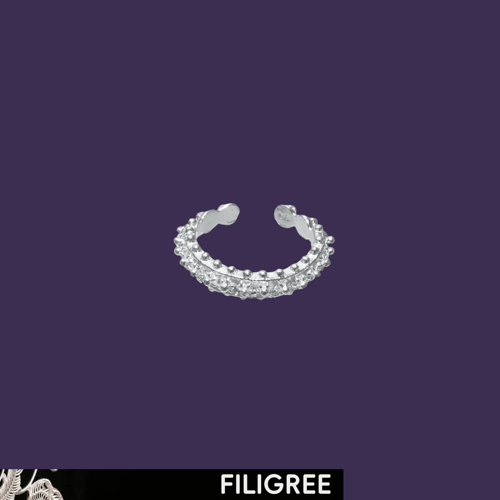Sun Filigree Inlay Open Ring B