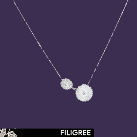 Halo filigree necklace in 999 fine silver