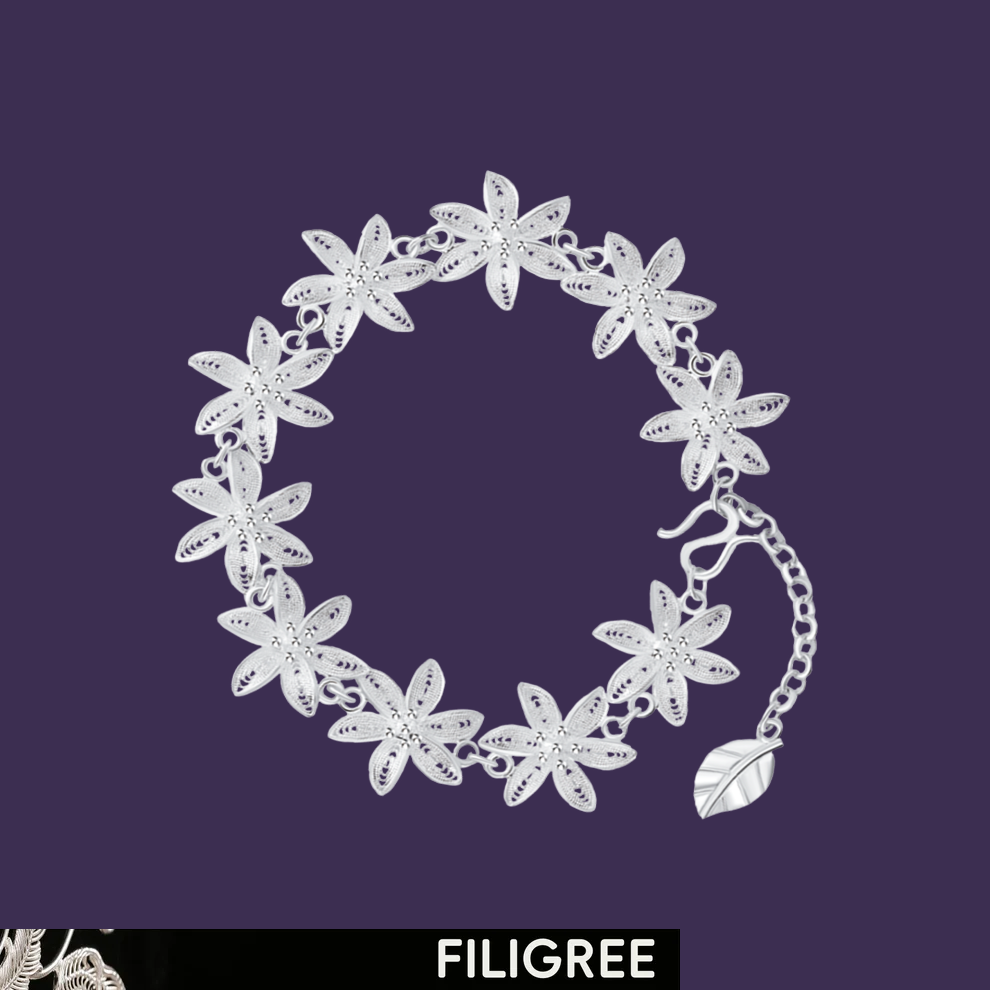 Lily (Blossoms) Filigree Inlay Bracelet