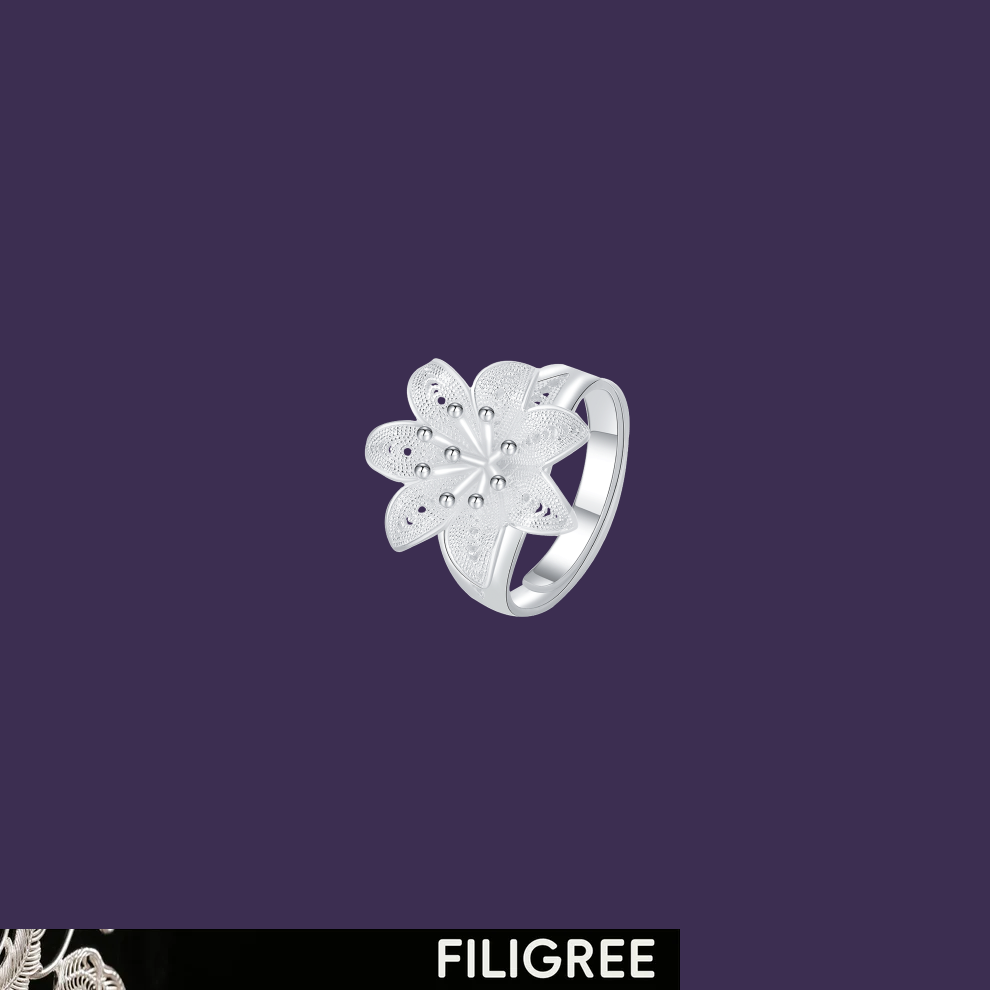 Lily (Blossoms) Filigree Inlay Ring