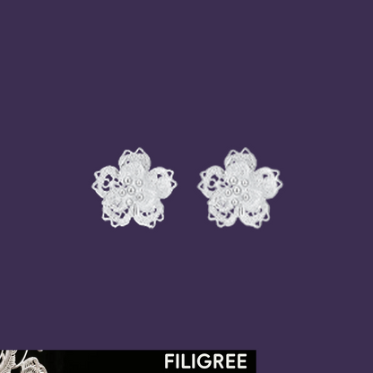 Sakura (Blossoms) Filigree Inlay Ear Stud