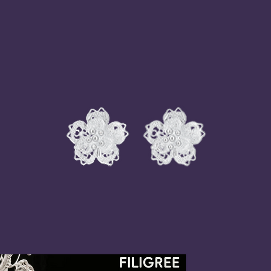 Sakura (Blossoms) Filigree Inlay Ear Stud