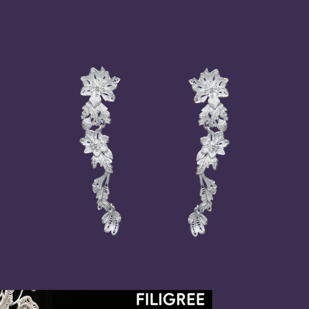 Floral Fall Filigree Inlay Earring