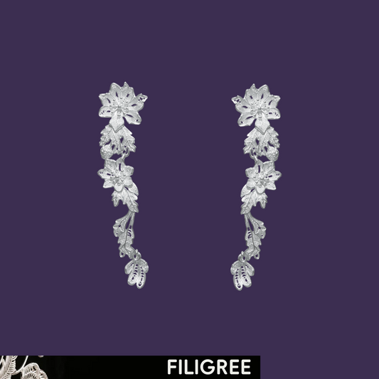 Floral Fall Filigree Inlay Earring
