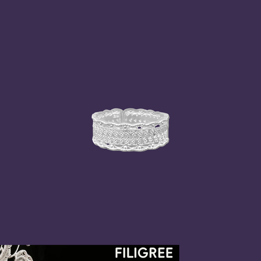 Beautiful In White Filigree Inlay Ring