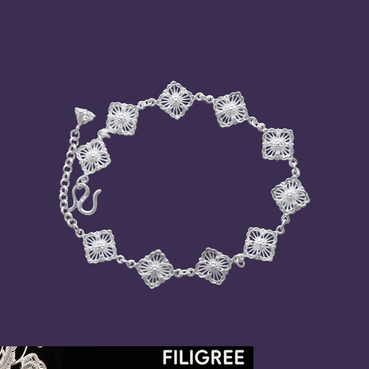 Time Fragment filigree bracelet in 999 fine silver