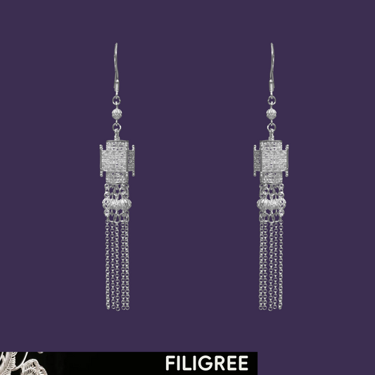 Palace Lantern filigree drop earrings in 999 fine silver