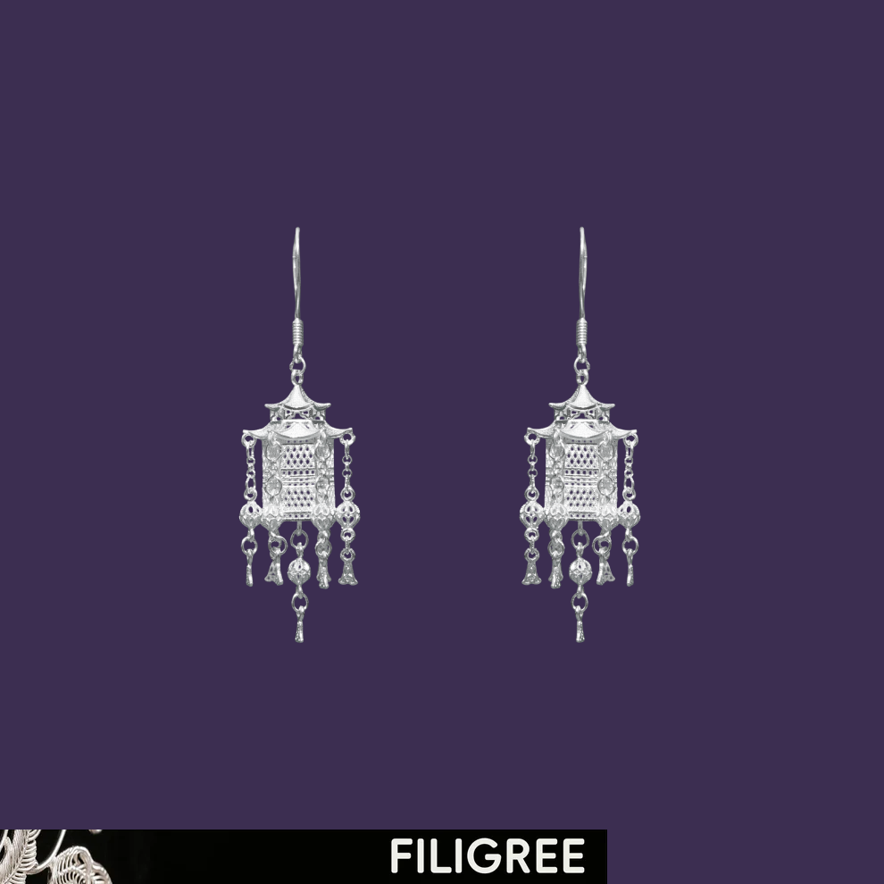 Pavilion (Palace) Filigree Inlay Earring Small