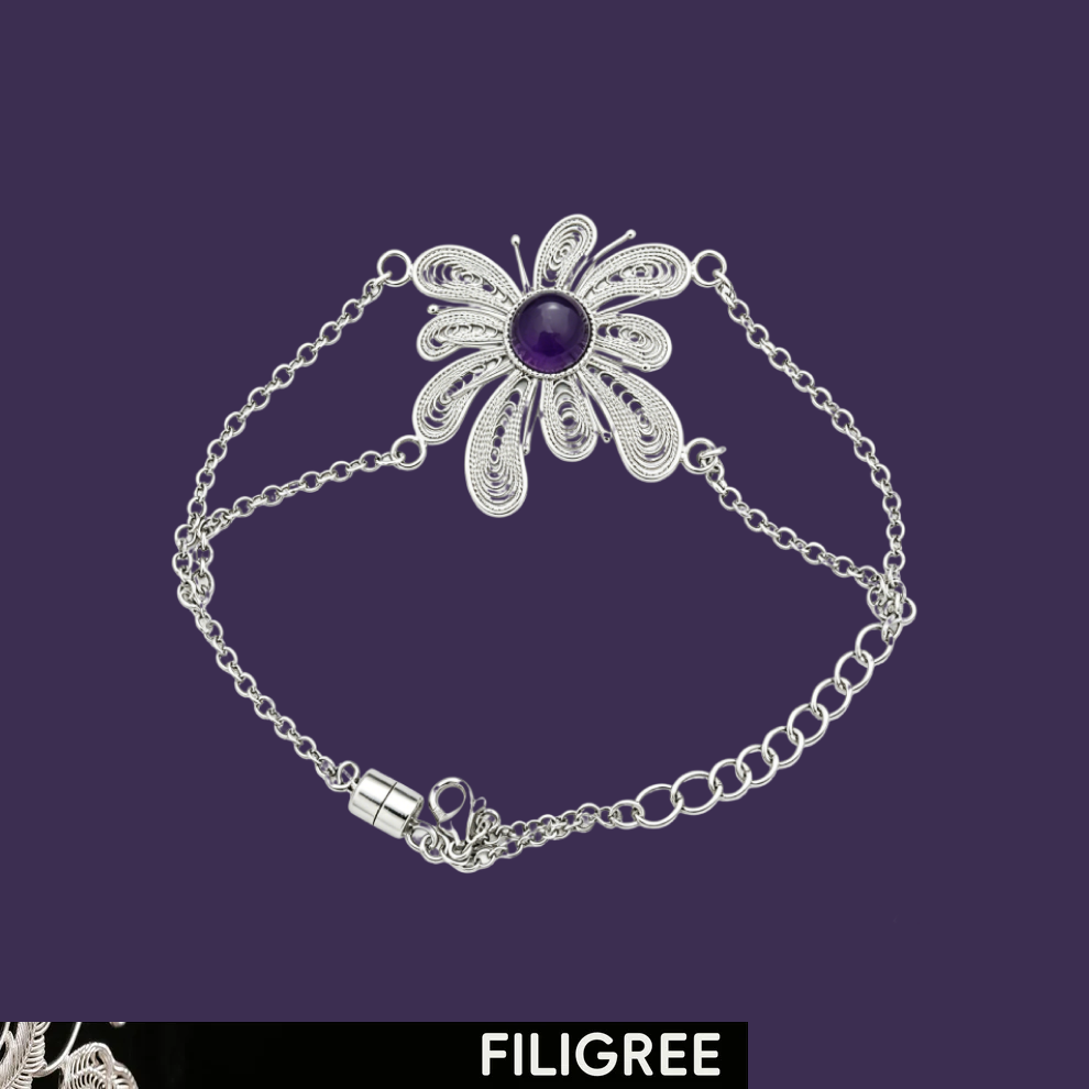 Wisdom Seeker (Crystal Fireworks) Filigree Inlay Bracelet