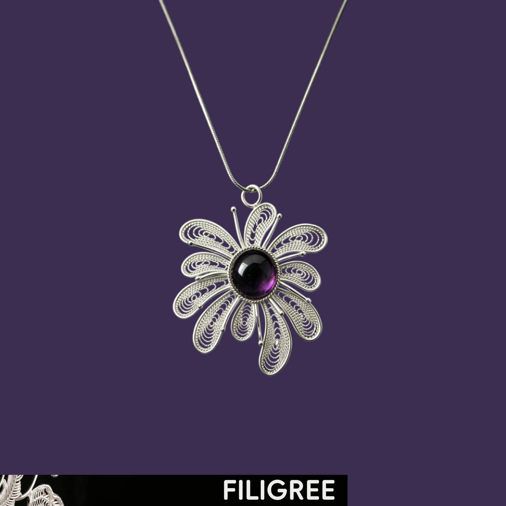 Wisdom Seeker (Crystal Fireworks) Filigree Inlay Necklace