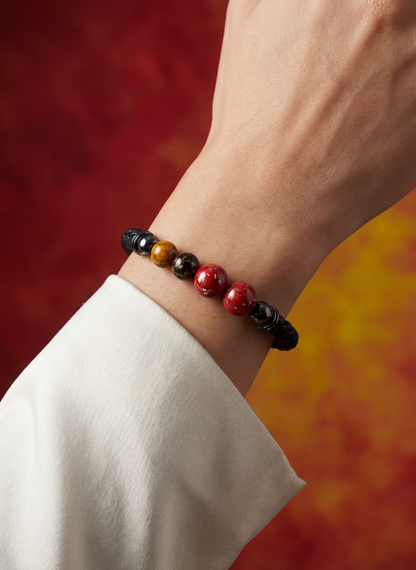 Reverie hand-painted lacquer bracelet worn on the wrist